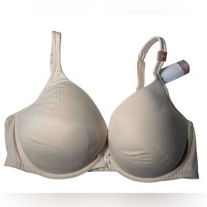 CACIQUE cotton ivory plus size 42DD boost plunge underwire bra M5513 NWT